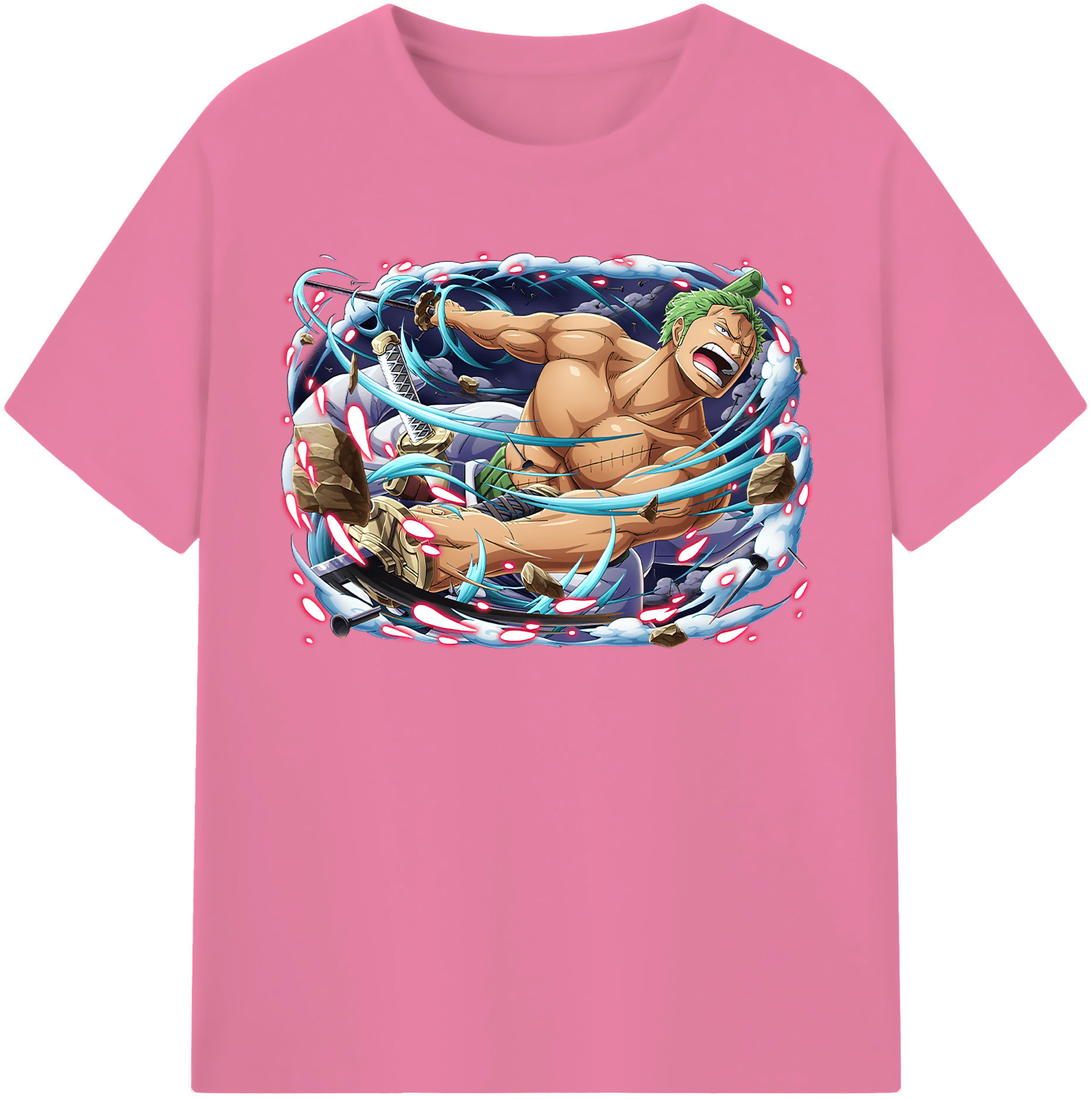 ワンピース ロロノア・ゾロ ONE PIECE Roronoa Zoro 綿100％半袖Tシャツ（フロントプリント）